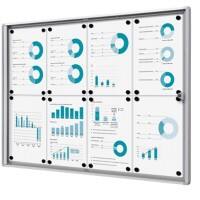 SHOWDOWN Lockable Notice Board Magnetic 8 x A4 Lockable 93.1 (W) x 65.5 (H) cm Silver
