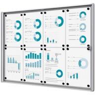 SHOWDOWN Lockable Notice Board Magnetic 93.1 (W) x 65.5 (H) cm Silver 8 x A4