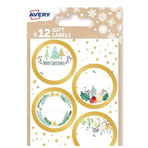 Avery NGIFT12.UK Floral Christmas Gift Labels 3 Sheets of 12 Labels