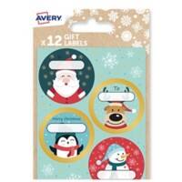 Avery NGIFT15.UK Santa Christmas Gift Labels 3 Sheets of 12 Labels