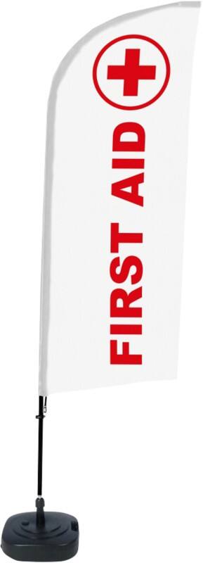 SHOWDOWN First Aid Wind shape Beach Flag Base Included 330 x 89 cm Single Sided Aluminium