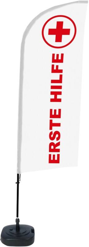 SHOWDOWN First Aid Wind shape Beach Flag Base Included 330 x 89 cm Single Sided Aluminium