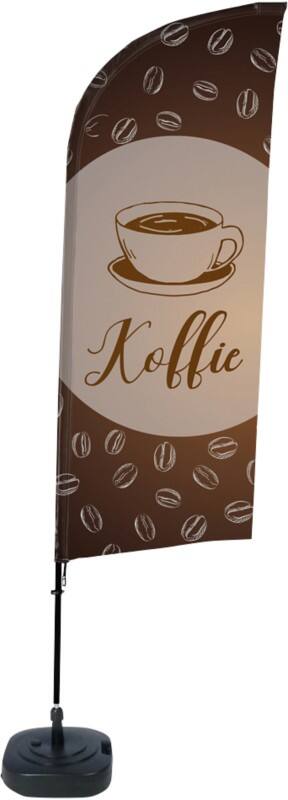 SHOWDOWN Coffee Wind shape Beach Flag Base Included 330 x 89 cm Single Sided Aluminium