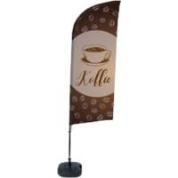 SHOWDOWN Coffee Wind shape Beach Flag Base Included 330 x 89 cm Single Sided Aluminium