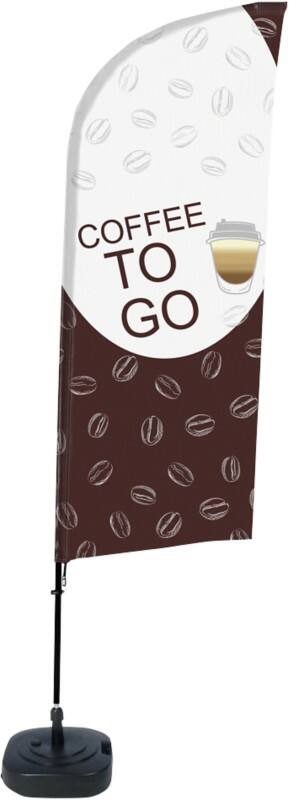 SHOWDOWN Coffee To Go Wind shape Beach Flag Base Included 330 x 89 cm Single Sided Aluminium