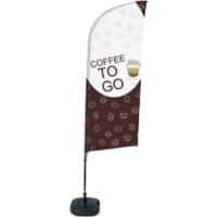 SHOWDOWN Coffee To Go Wind shape Beach Flag Base Included 330 x 89 cm Single Sided Aluminium
