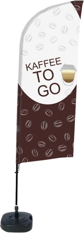 SHOWDOWN Coffee To Go Wind shape Beach Flag Base Included 330 x 89 cm Single Sided Aluminium