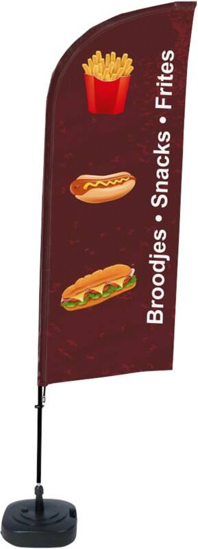 SHOWDOWN Snacks Wind shape Beach Flag Base Included 330 x 89 cm Single Sided Aluminium