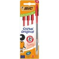 BIC Cristal Original Ballpoint Pen Medium 0.4 mm Red Pack of 4