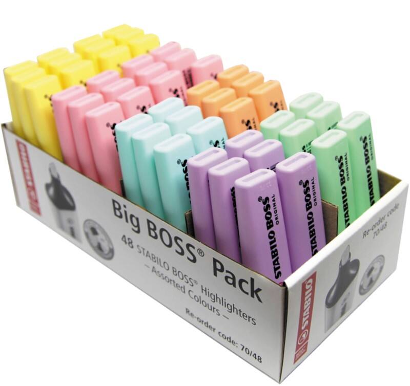 STABILO BOSS ORIGINAL 70/48-3 Highlighter Assorted Medium Chisel  - 5 mm Non Refillable 4Pack of 8