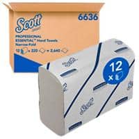 Scott Hand Towels White 2 Ply 6636 12 Packs of 220 Sheets