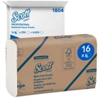 Scott Multifold Hand Towel White 1 Ply 1804 16 Packs of 250 Towels