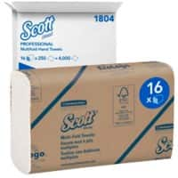 Scott Hand Towels White 1 Ply 1804 16 Packs of 250 Towels