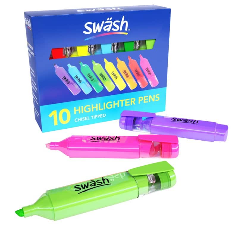 swäsh Highlighter Assorted Broad Chisel  - 5 mm Pack of 10