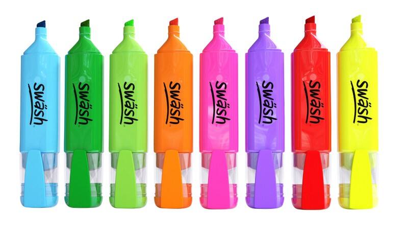 swäsh Premium Highlighter Assorted  Broad Chisel 1 - 5 mm Pack of 48