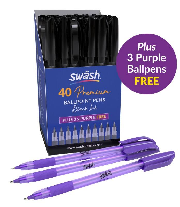 swäsh Triangular Ballpoint Pen Black Medium Ballpoint  4Pack of 3