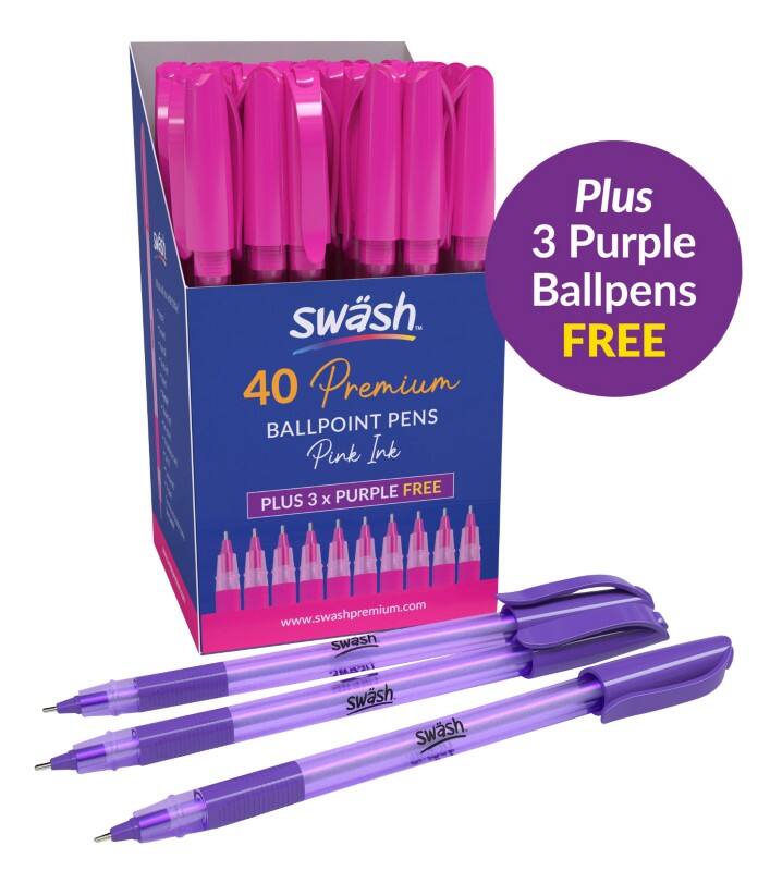swäsh Triangular Ballpoint Pen Pink Medium Ballpoint  4Pack of 3