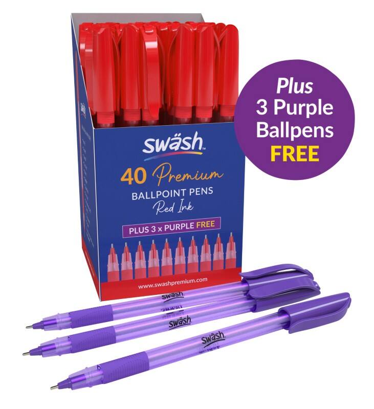 swäsh Triangular Ballpoint Pen Red Medium Ballpoint  4Pack of 3