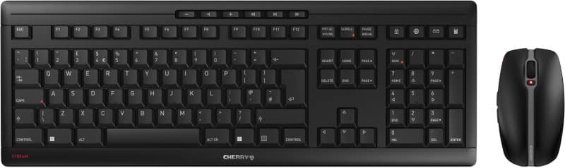 CHERRY Stream Desktop Recharge Premium Keyboard and Mouse Wireless QWERTY Black JD-8560GB-2