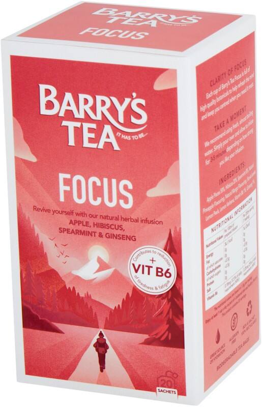 Barry's Tea Focus Tea Bag Apple,Hibiscus, Spearmint & Ginseng Pack of 20