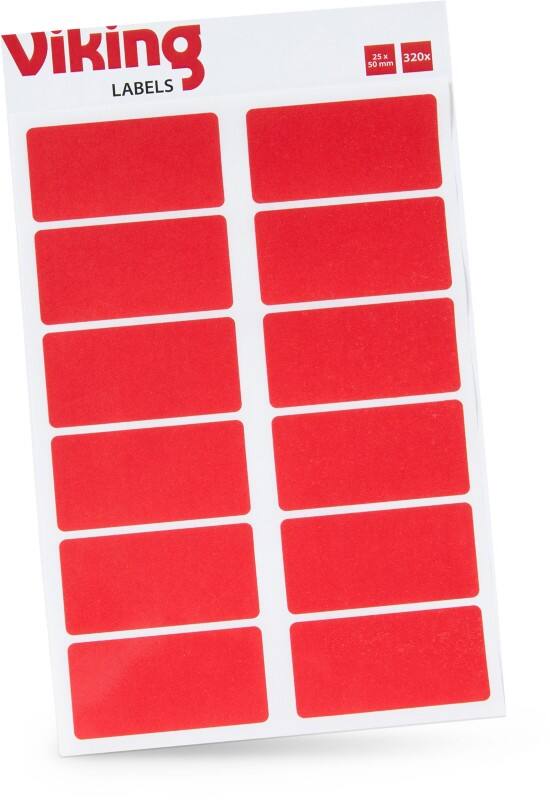 Viking Coloured Labels Adhesive Red 2.5 x 5 cm Pack of 320