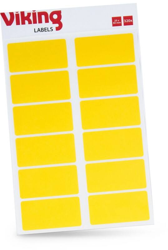 Viking Coloured Labels Adhesive Yellow 2.5 x 5 cm Pack of 320
