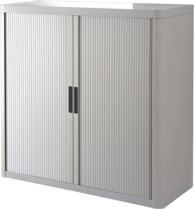 Paperflow Easy Office Tambour Cupboard PS (Polystyrene), Steel 2 Shelves Lockable 1,100 x 415 x 1,040 mm Grey