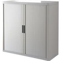 Paperflow Tambour Cupboard PS (Polystyrene), Steel 2 Shelves Lockable 1,100 x 415 x 1,040 mm Grey