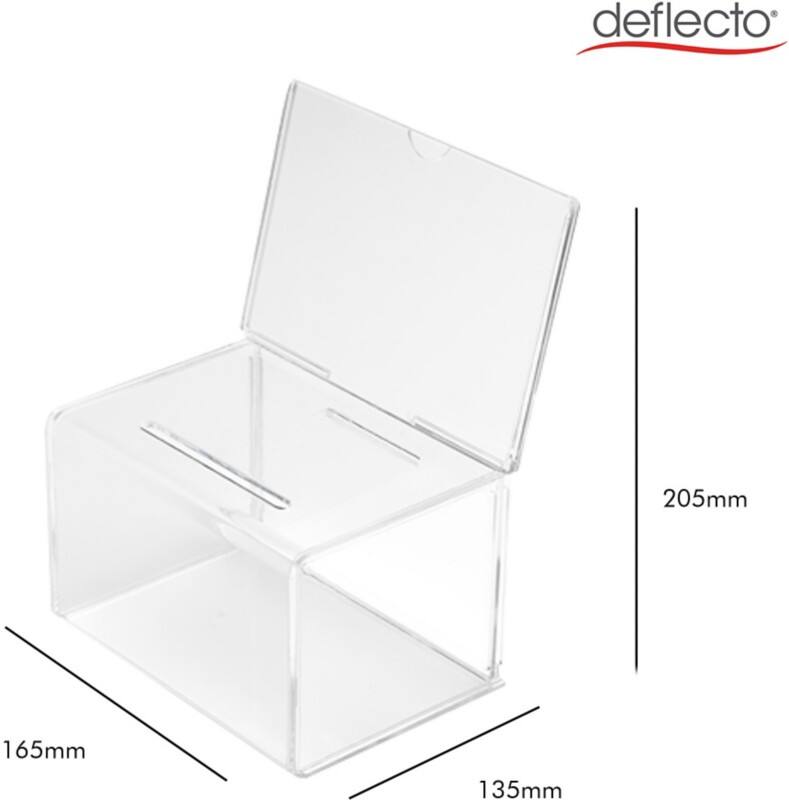 Deflecto Suggestion Box Retangle 16.5 (W) x 13.5 (D) x 20.5 (H) cm Transparent