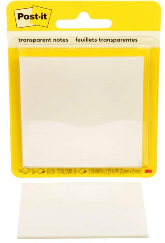 Post-it Sticky Notes 73 x 73 mm Plain Transparent Pack of 36