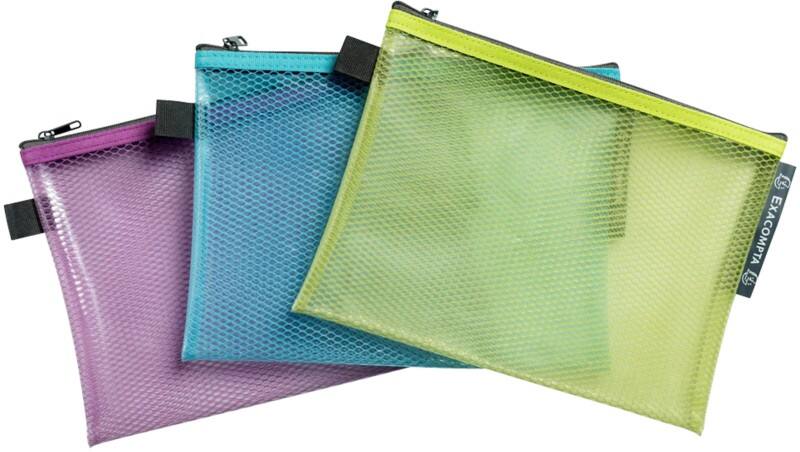 Exacompta Pop'N Co Accessory Pouch 38140E A5 Zip EVA (Ethylene-Vinyl Acetate), PP (Polypropylene) Landscape 23.5 (W)17.5 (D)0.4 (H) cm Assorted Pack of 3
