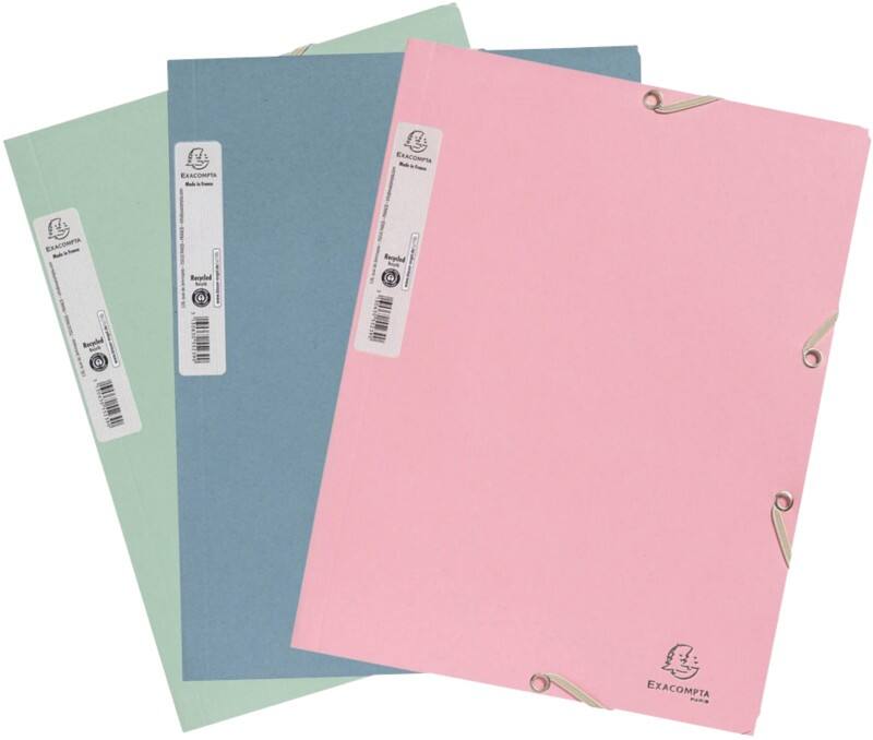 Exacompta AutentiK 3 Flap Folder A4 Assorted Board  400 gsm Pack of 6