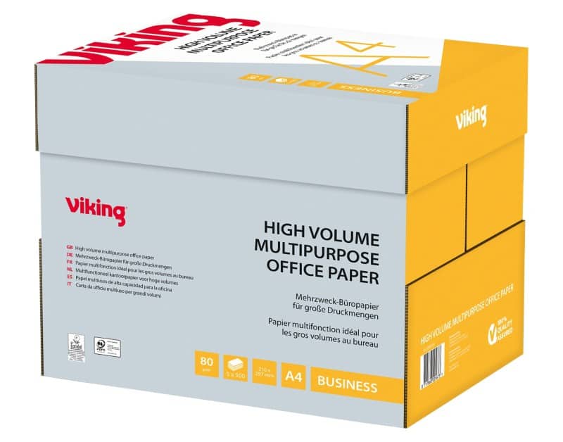 Viking Business A4 Printer Paper 80 gsm Smooth Brilliant White 161 CIE 500 Sheets Pack of 5