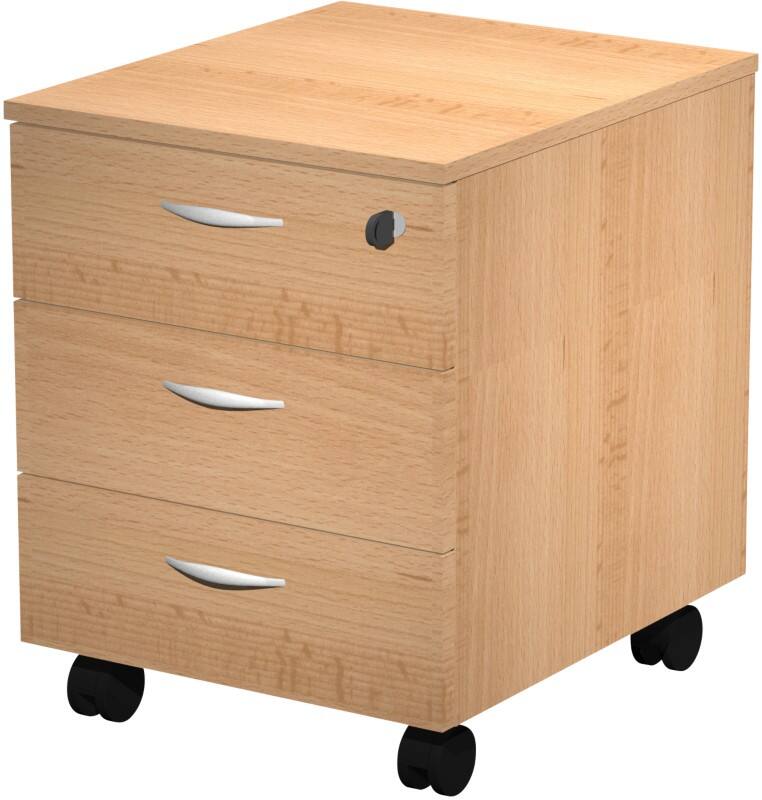 Pedestal 3 Drawers Lockable 410 x 500 x 522 mm Beech