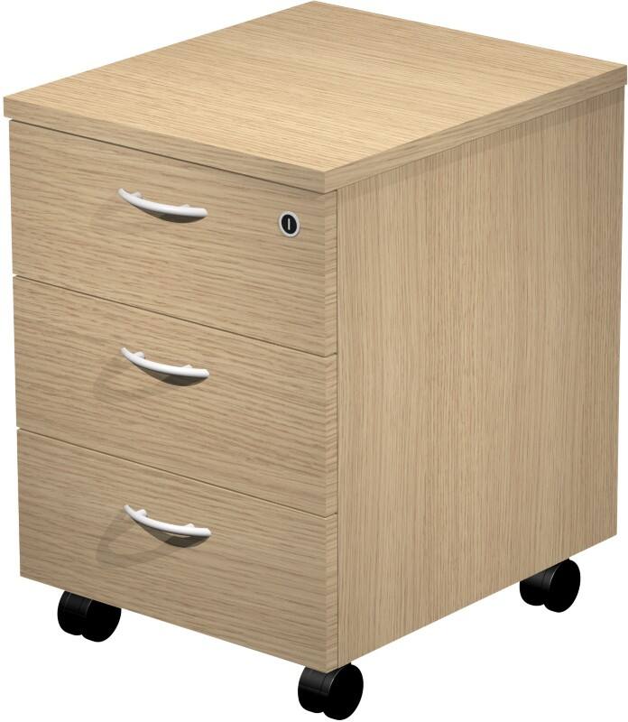 Pedestal 3 Drawers Lockable 430 x 520 x 595 mm Oak