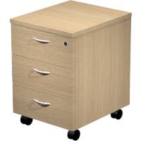 Pedestal 3 Drawers Lockable 430 x 520 x 595 mm Oak