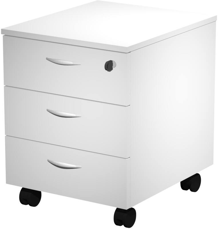 Pedestal 3 Drawers Lockable White 410 x 500 x 522 mm