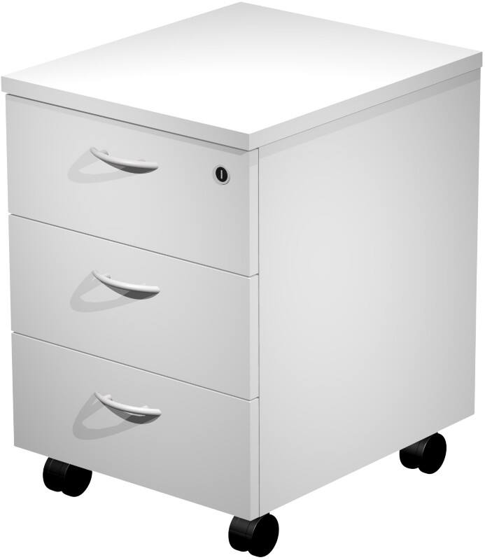 Pedestal 3 Drawers Lockable White 430 x 520 x 595 mm