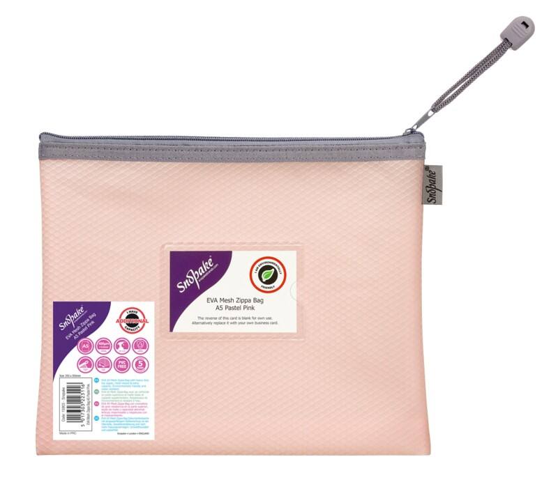 Snopake Zip Lock Bags A5 EVA (Ethylene-Vinyl Acetate) Landscape 26 (W)2 (D)22 (H) cm Pastel Pink Pack of 3