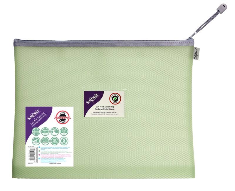 Snopake Zip Lock Bags A4 Foolscap EVA (Ethylene-Vinyl Acetate) Landscape 36.5 (W)2 (D)28 (H) cm Pastel Green Pack of 3