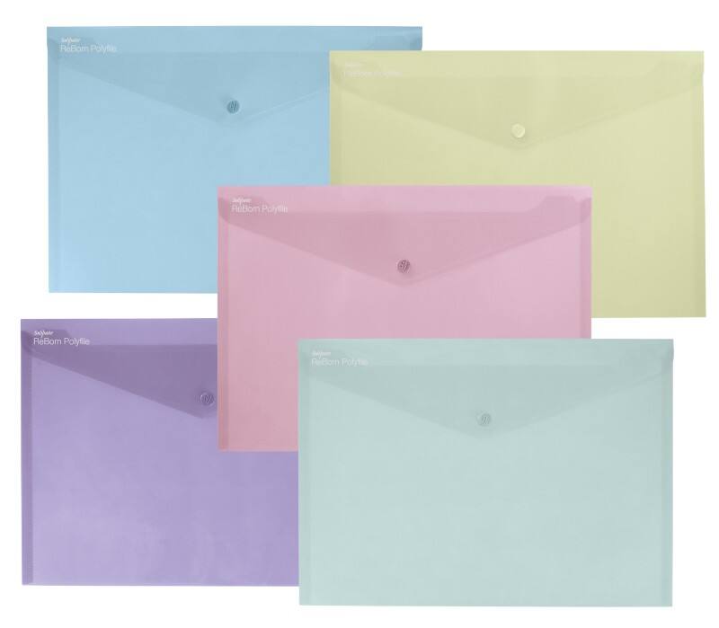 Snopake Reborn Document Wallet Press Stud PP (Polypropylene) Portrait and Landscape 33 (W) x 2 (D) x 24 (H) cm Assorted Pack of 5