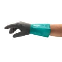 AlphaTec Non-Disposable Safety Gloves Nitrile, Nylon Size 8 Grey, Turquoise Pack of 6 Pairs of 2 Gloves