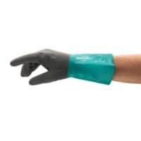 Ansell AlphaTec Chemical Protection Non-Disposable Safety Gloves Nitrile, Nylon Size 9 Grey, Turquoise 6 Pairs of 2 Gloves