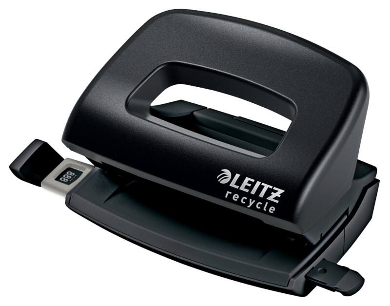Leitz NeXXt Recycle Mini 2 Hole Punch 5010 CO2 Compensated 50% Recycled Plastic 10 Sheets Black