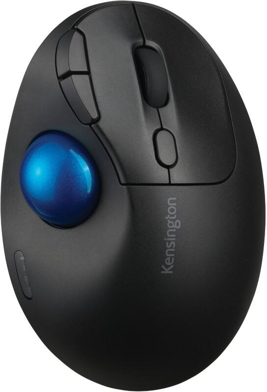 Kensington Pro Fit Ergo TB450 Wireless Trackball Mouse K72194WW 50% Recycled Plastic Scroll Ring For Right-Handed Users Bluetooth/USB-A Nano Receiver Black