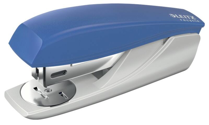 Leitz NeXXt Recycle Small Stapler 5606 CO2 Compensated Half Strip Blue 25 Sheets 24/6, 26/6 96% Recycled Plastic
