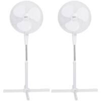 igenix Oscillating Height Adjustable Pedestal Fan 70 x 70 x 125 cm White FANPK01 Pack of 2