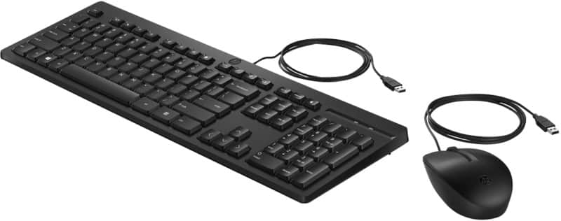 HP Keyboard and Mouse Set Wired QWERTY Black 225