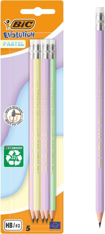 BIC Evol Graph Pencil with eraser HB, #2 518986 Pack of 5