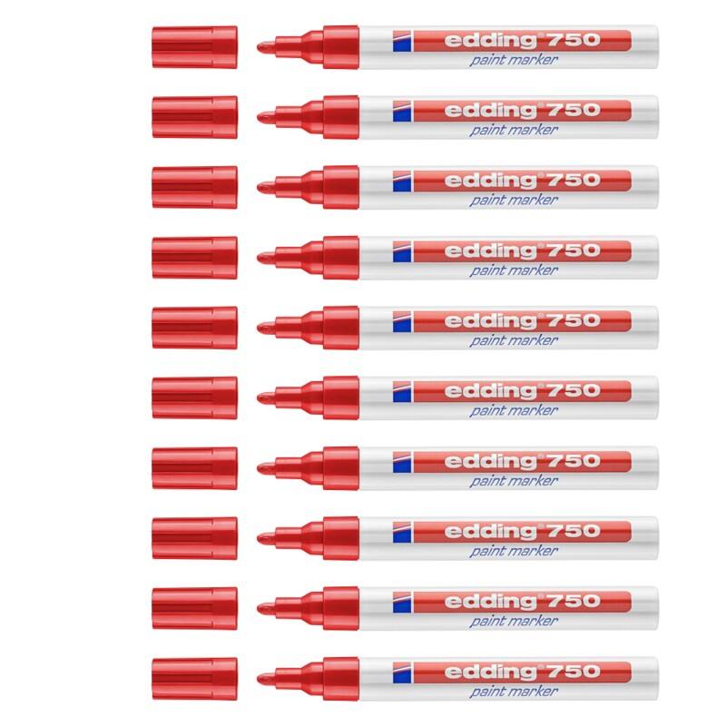 edding 750 Paint Marker Red Bullet 4 mm 10 Pieces